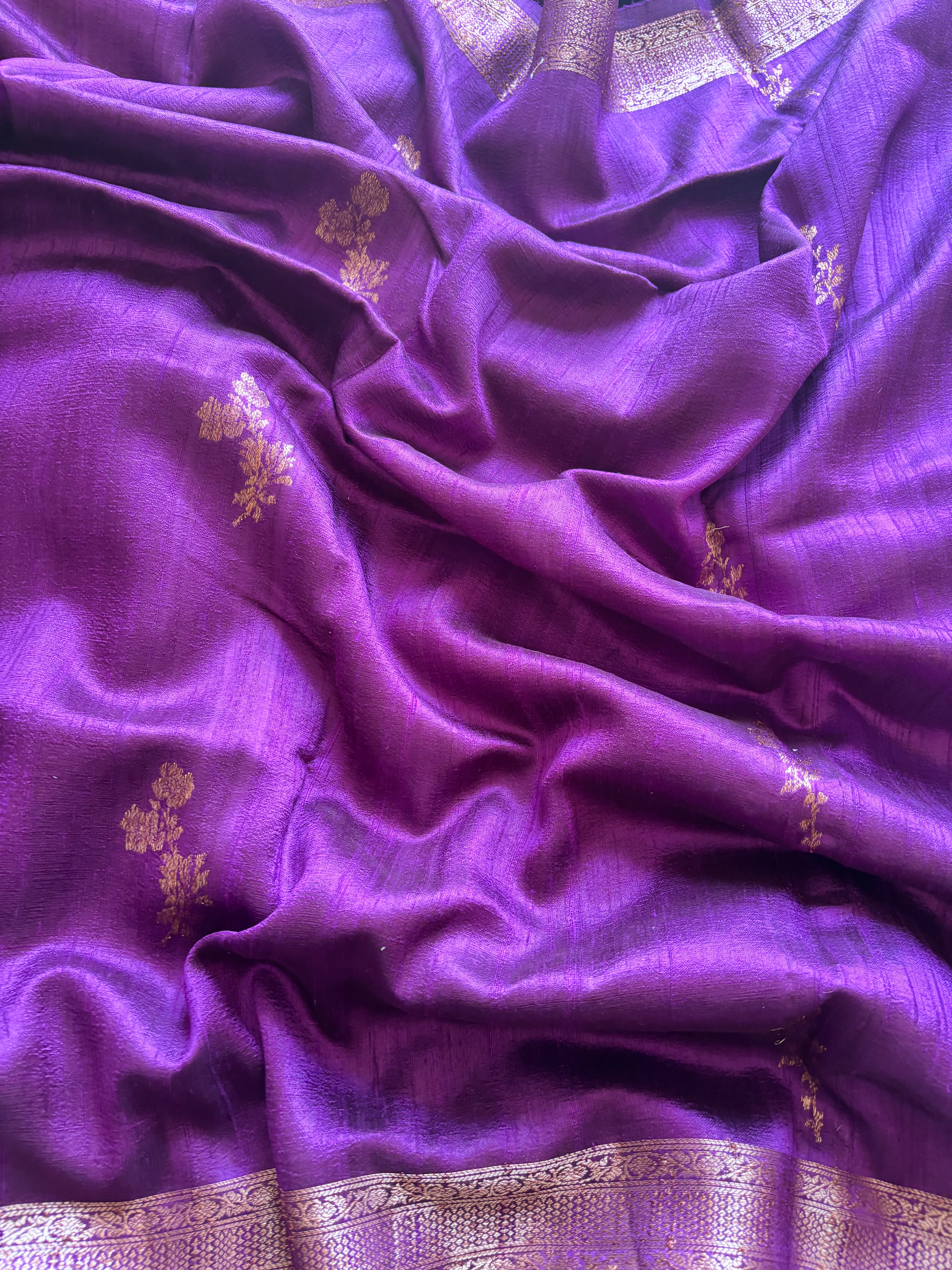 Purple Kora Raw Silk Saree